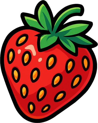 Strawberry.
In-Game asset.  2d.  High contrast.  No shadows