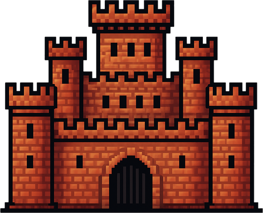 orta çağ kale  pixel art.
In-Game asset.  2d.  High contrast.  No shadows