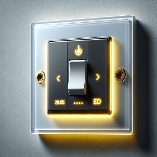 Photorealistic Yellow led standby led into light switch,front view.