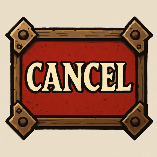 Cancel Button for medeivel concept.
In-Game asset.  2d.  High contrast.  No shadows