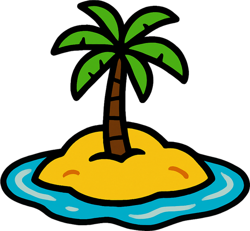 ים עם אי בודד במרכזו.
In-Game asset.  2d.  High contrast.  No shadows