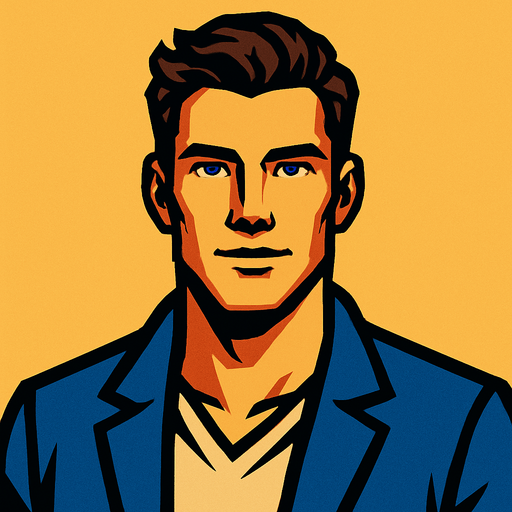 A handsome man, facing us.
In-Game asset.  2d.  High contrast.  No shadows