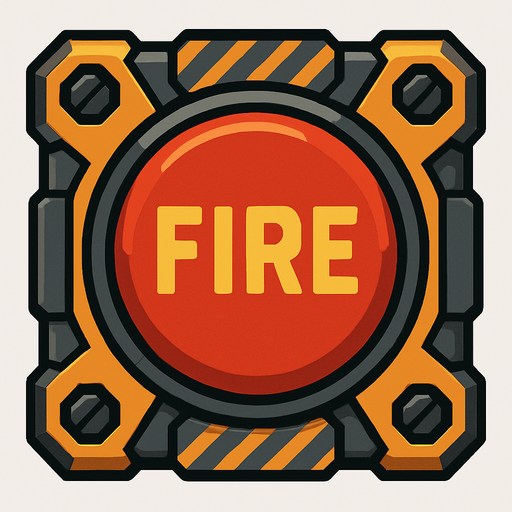 fire button for tank game controller. Fire button in mecha style.
In-Game asset.  2d.  High contrast.  No shadows