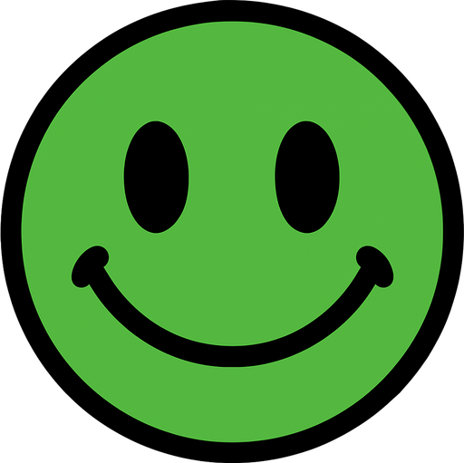 green circle with smile.
In-Game asset.  2d.  High contrast.  No shadows