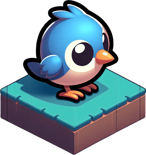 Cartoon bird.
Single Game Texture.  In-Game asset.  2d.  Blank background.  High contrast.  No shadows