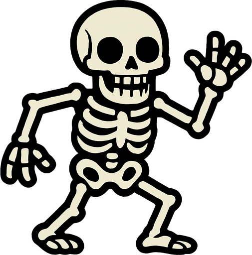 skeleton.
In-Game asset.  2d.  High contrast.  No shadows