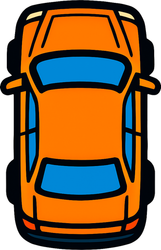 Up view car.
In-Game asset.  2d.  High contrast.  No shadows