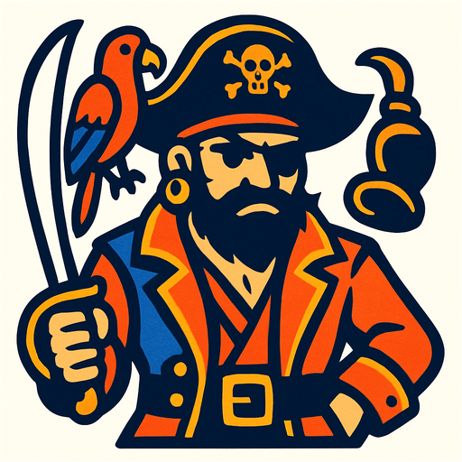 A pirate.
In-Game asset.  2d.  High contrast.  No shadows