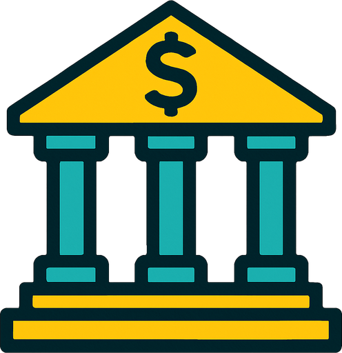 Üstünde dolar logosu olan banka.
In-Game asset.  2d.  High contrast.  No shadows