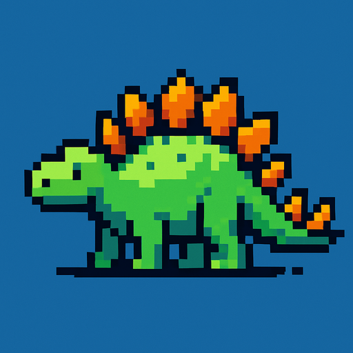 Stegosaurus pixel.
In-Game asset.  2d.  High contrast.  No shadows