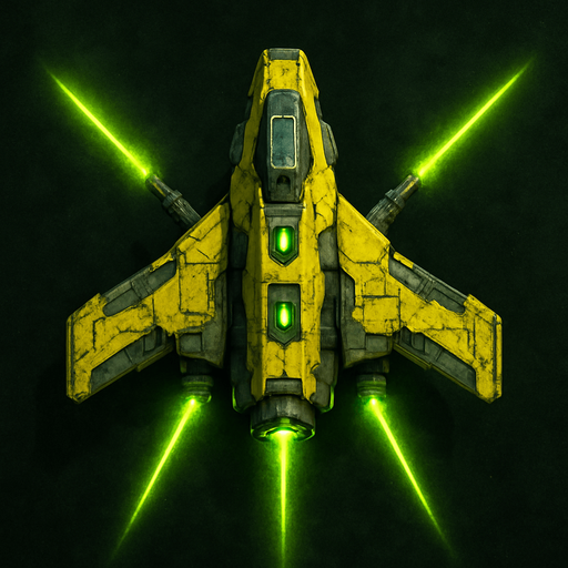 poisonous yellow laser spaceship top view.