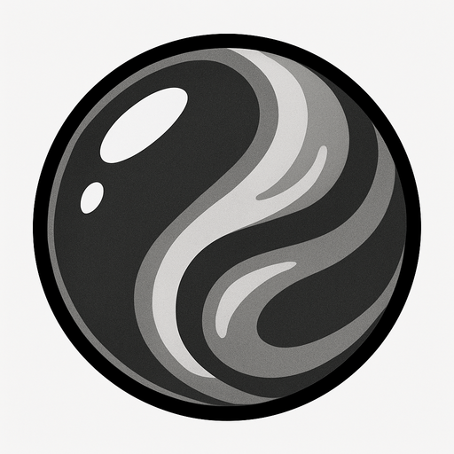 Gri bilye.
In-Game asset.  2d.  High contrast.  No shadows