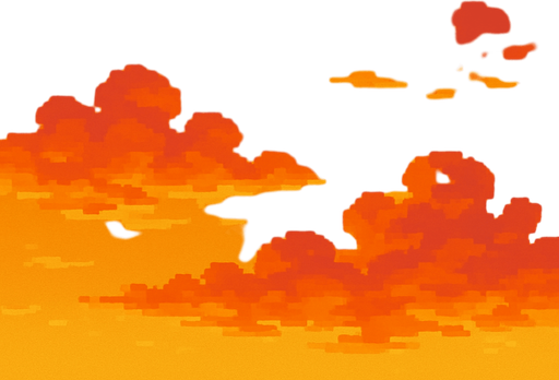 Sunset sky, orange and pink clouds, golden hour atmosphere, warm gradient background, 2D pixel art.
In-Game asset.  2d.  High contrast.  No shadows