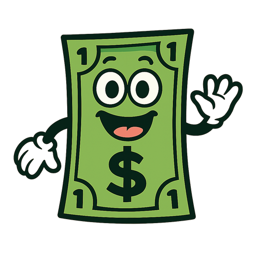 cartoonish dollar bill.
In-Game asset.  2d.  High contrast.  No shadows