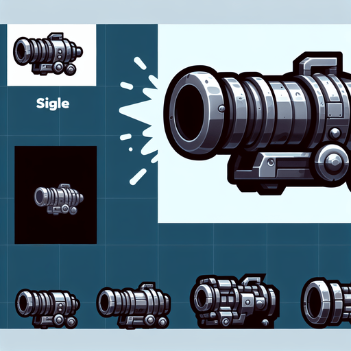 Type: 2D sprite (top-down or side view).
Style: Cartoonish or futuristic metallic cannon.
Animation: Slight recoil effect when shooting.
Size: Medium (fits at the bottom of the screen)..
Single Game Texture.  In-Game asset.  2d.  Blank background.  High contrast.  No shadows
