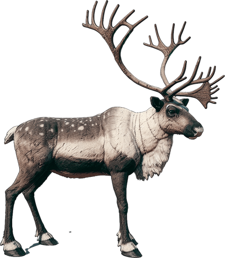 adult Raindeer Single Game Texture. In-Game asset. 2d. Blank background. High contrast. No shadows.