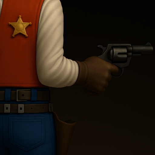 Exactly the same picture with Sherrif holding his gun much lower aiming it straight ahead