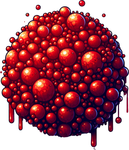 Many blood drop.
Single Game Texture.  In-Game asset.  2d.  Blank background.  High contrast.  No shadows. 3d