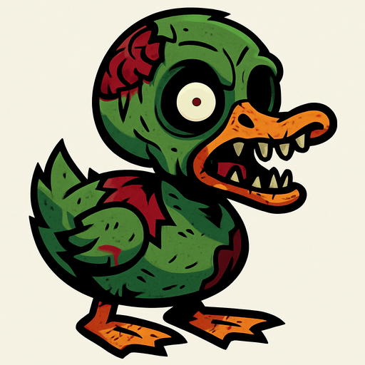 zombie duck.
In-Game asset.  2d.  High contrast.  No shadows