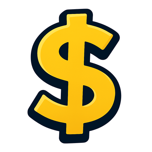 money sign.
In-Game asset.  2d.  High contrast.  No shadows
