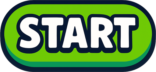 Boton de juego que diga "START".
In-Game asset.  2d.  High contrast.  No shadows