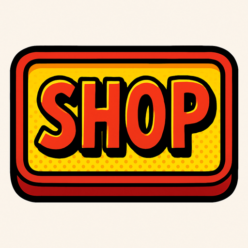 надпись shop как красивая кнопка
In-Game asset.  2d.  High contrast.  No shadows. comix