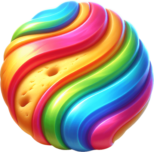 Rainbow cookie.
Single Game Texture.  In-Game asset.  2d.  Blank background.  High contrast.  No shadows