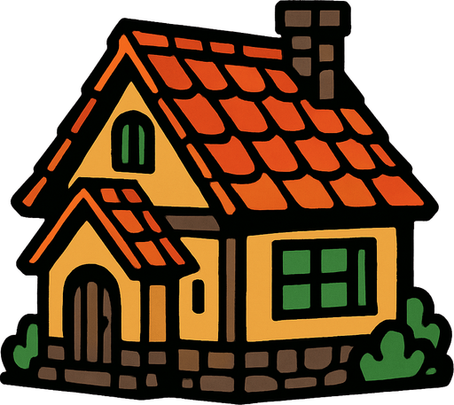 village house.
In-Game asset.  2d.  High contrast.  No shadows