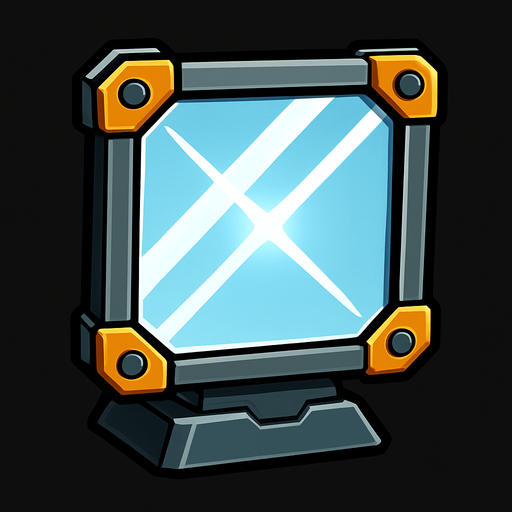Highly reflective mirror to deflect lasers.
In-Game asset.  2d.  High contrast.  No shadows