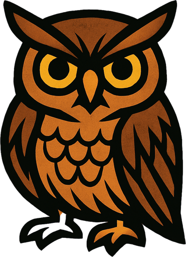 Owl Image with wooden background.
In-Game asset.  2d.  High contrast.  No shadows