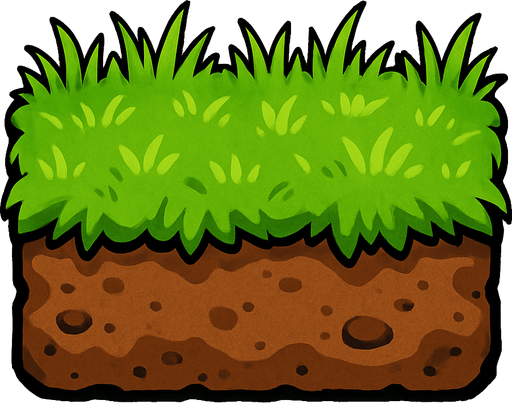 Suelo con tierra y cesped.
In-Game asset.  2d.  High contrast.  No shadows
