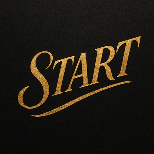 italic "START" written in gold