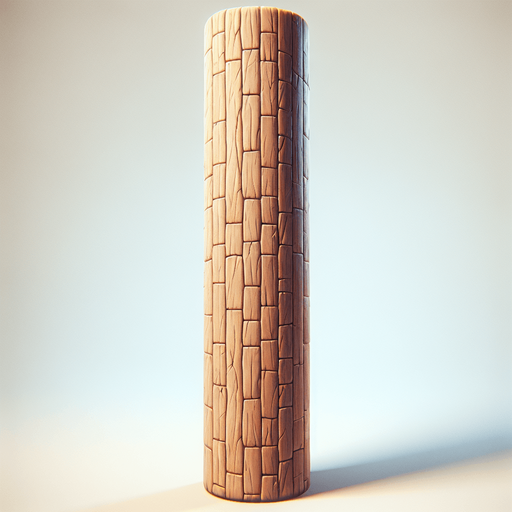Ağaç gövdesi uzun köşesiz yüksek kaliteli. Single Game Texture. In-Game asset. 2d. Blank background. High contrast. No shadows. High Quality.