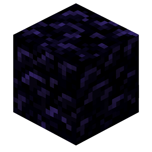 Minecraft obsidyen bloğu. mor renkli.
In-Game asset.  High contrast.  No shadows
