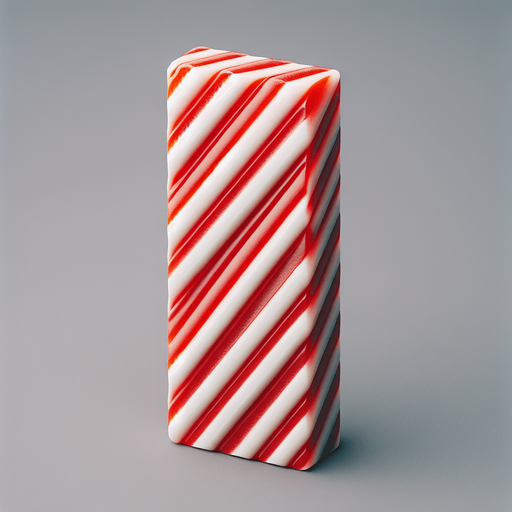a photo-realistic white and red vertical candy stick slice Single Game Texture. No background. High contrast. No shadows.