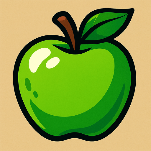 Green apple.
In-Game asset.  2d.  High contrast.  No shadows