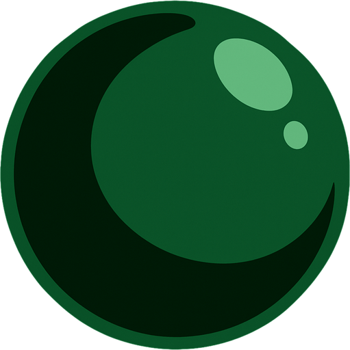 Koyu yeşil bilye.
In-Game asset.  2d.  High contrast.  No shadows