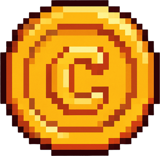 coin pixelart.
In-Game asset.  2d.  High contrast.  No shadows