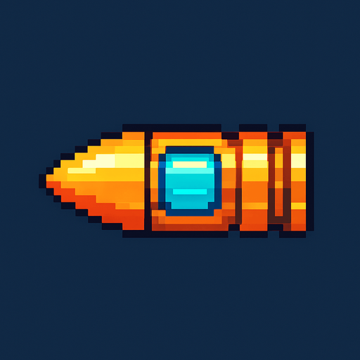 pixel art sci-fi bullet.
In-Game asset.  2d.  High contrast.  No shadows