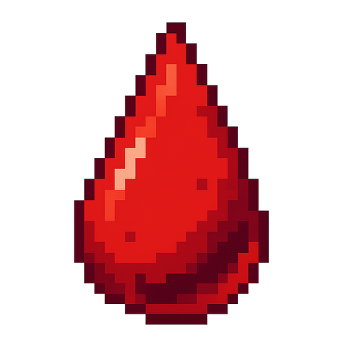 pixel blood. No background. Transparent background. Blank background. No shadows. 2d. In-Game asset. flat