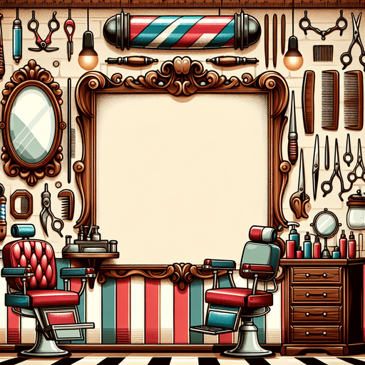 100x140 barber background.
Single Game Texture.  In-Game asset.  2d.  Blank background.  High contrast.  No shadows