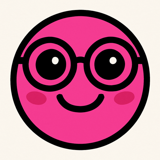 pembe sempatik yüz gözlüklü.
In-Game asset.  2d.  High contrast.  No shadows