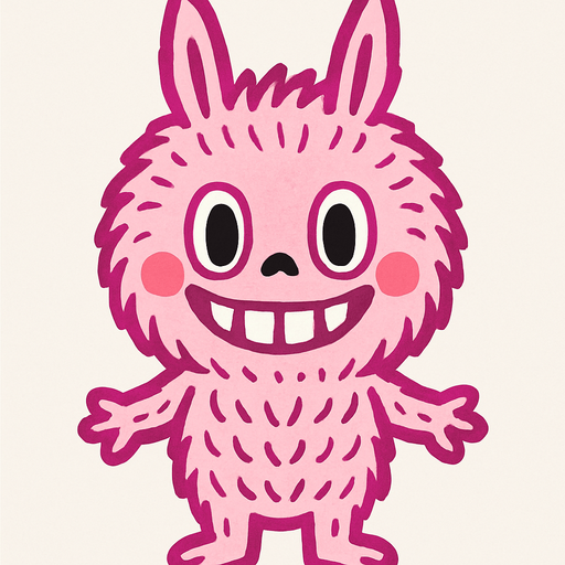 Pink Labubu.
In-Game asset.  2d.  High contrast.  No shadows