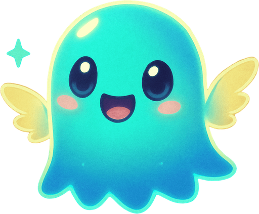 Kawaii neon winged ghost spirit creature style of Pokémon ghibli