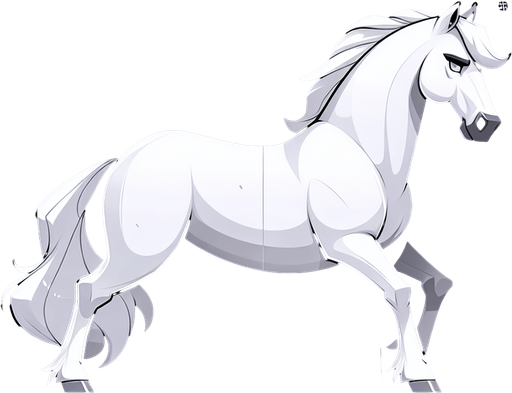 White horse.
Single Game Texture.  In-Game asset.  2d.  Blank background.  High contrast.  No shadows