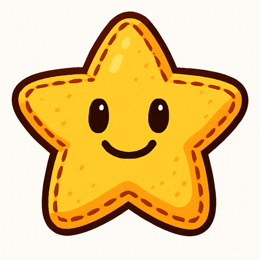Yellow star plushie with a smile on it.
In-Game asset.  2d.  High contrast.  No shadows