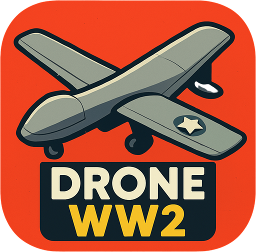 Modern App Store icon, high definition, square with rounded corners, for a game titled "Drone WW2".
In-Game asset.  2d.  High contrast.  No shadows