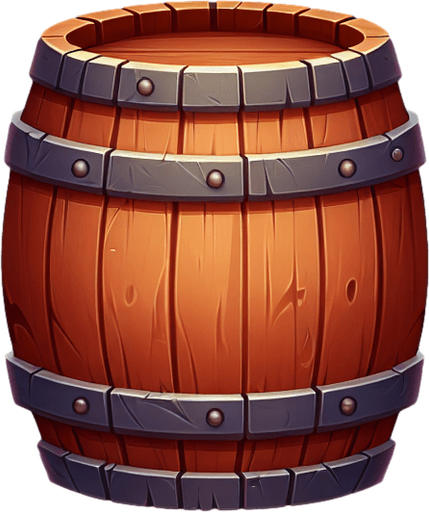 Barrel.
Single Game Texture. In-Game asset. 2d. Blank background. High contrast. No shadows.
