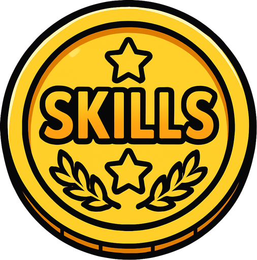 Skills coin.
In-Game asset.  2d.  High contrast.  No shadows