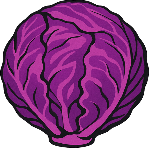 purple cabbage.
2d.  High contrast.  No shadows